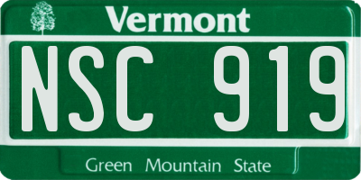 VT license plate NSC919