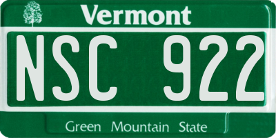 VT license plate NSC922