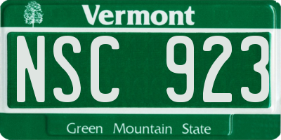 VT license plate NSC923