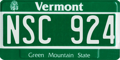 VT license plate NSC924