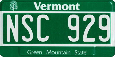 VT license plate NSC929