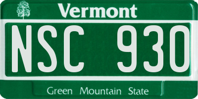 VT license plate NSC930