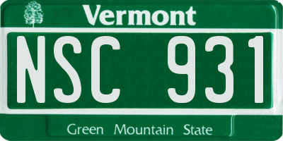 VT license plate NSC931