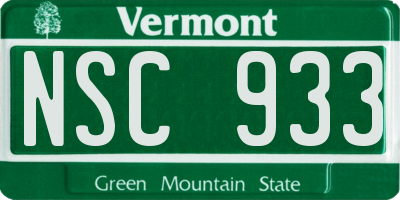 VT license plate NSC933