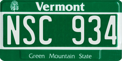 VT license plate NSC934