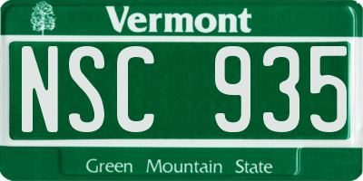 VT license plate NSC935