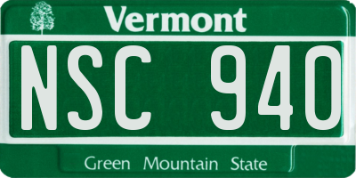 VT license plate NSC940