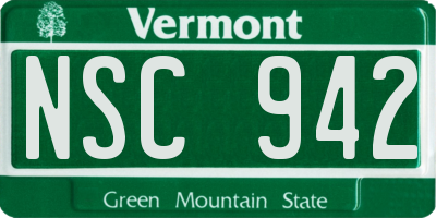 VT license plate NSC942