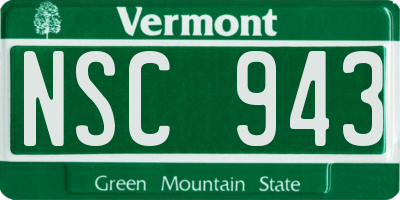 VT license plate NSC943