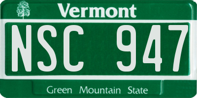 VT license plate NSC947