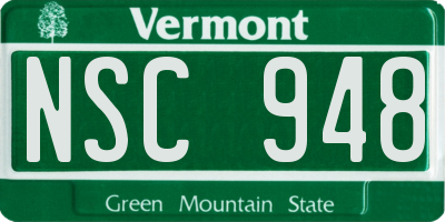 VT license plate NSC948