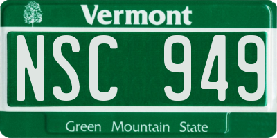 VT license plate NSC949