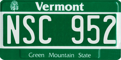 VT license plate NSC952