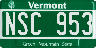 VT license plate NSC953