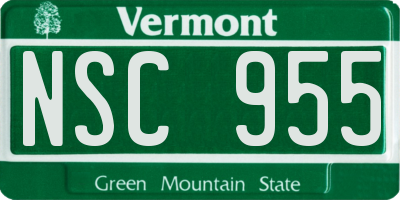VT license plate NSC955