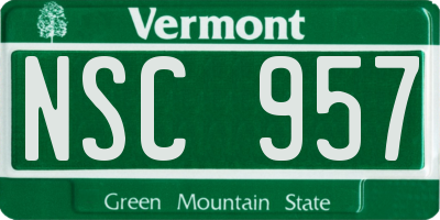 VT license plate NSC957