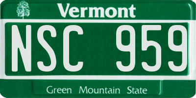 VT license plate NSC959
