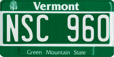 VT license plate NSC960