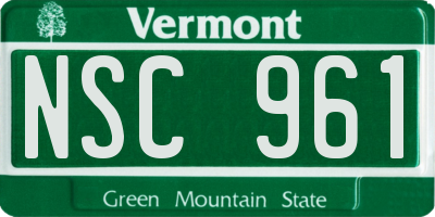 VT license plate NSC961