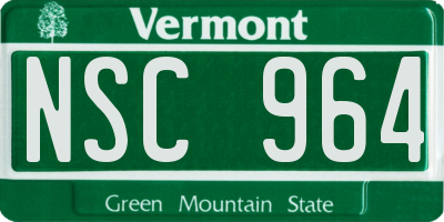 VT license plate NSC964