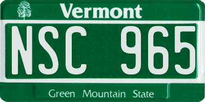 VT license plate NSC965