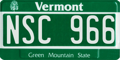VT license plate NSC966