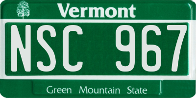 VT license plate NSC967