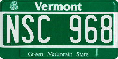 VT license plate NSC968