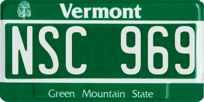 VT license plate NSC969