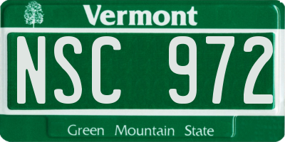VT license plate NSC972