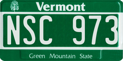 VT license plate NSC973