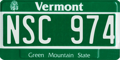VT license plate NSC974