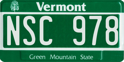VT license plate NSC978