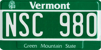 VT license plate NSC980