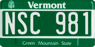 VT license plate NSC981