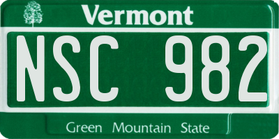 VT license plate NSC982