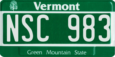 VT license plate NSC983