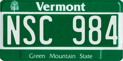 VT license plate NSC984
