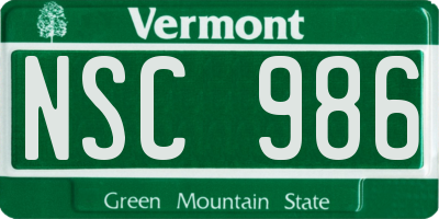 VT license plate NSC986
