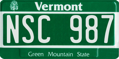 VT license plate NSC987