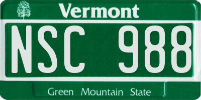 VT license plate NSC988