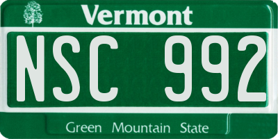 VT license plate NSC992