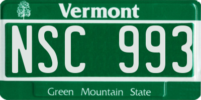 VT license plate NSC993