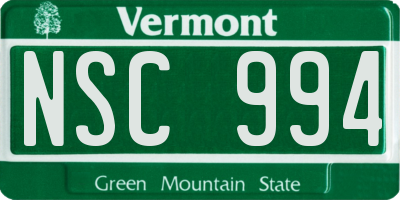 VT license plate NSC994