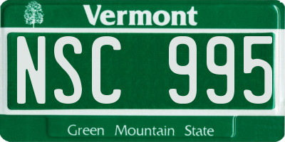 VT license plate NSC995