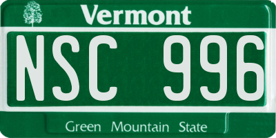 VT license plate NSC996