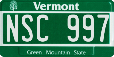 VT license plate NSC997