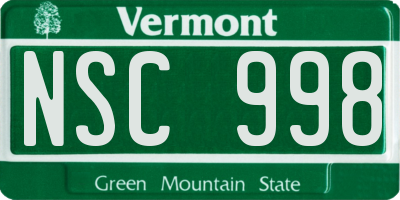 VT license plate NSC998