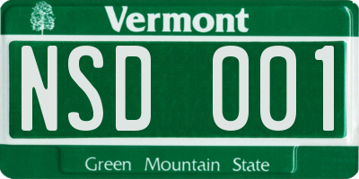 VT license plate NSD001
