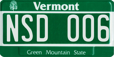 VT license plate NSD006